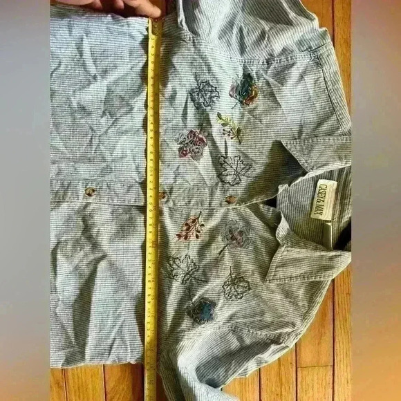Vintage Casey And Max Button Down Shirt Women’s Medium Embroidered Fall Leaves - Picture 3 of 7